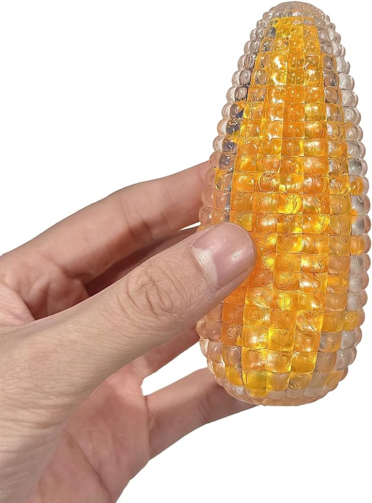 1Pcs Corn Crunchy Stress Ball Squishy Toys for Kids,Clear Squishy Fidget Toy with Crunchy Sound for Adults,Sensory Fidget Toys for Stress Relieve Squeeze Toys (Yellow)