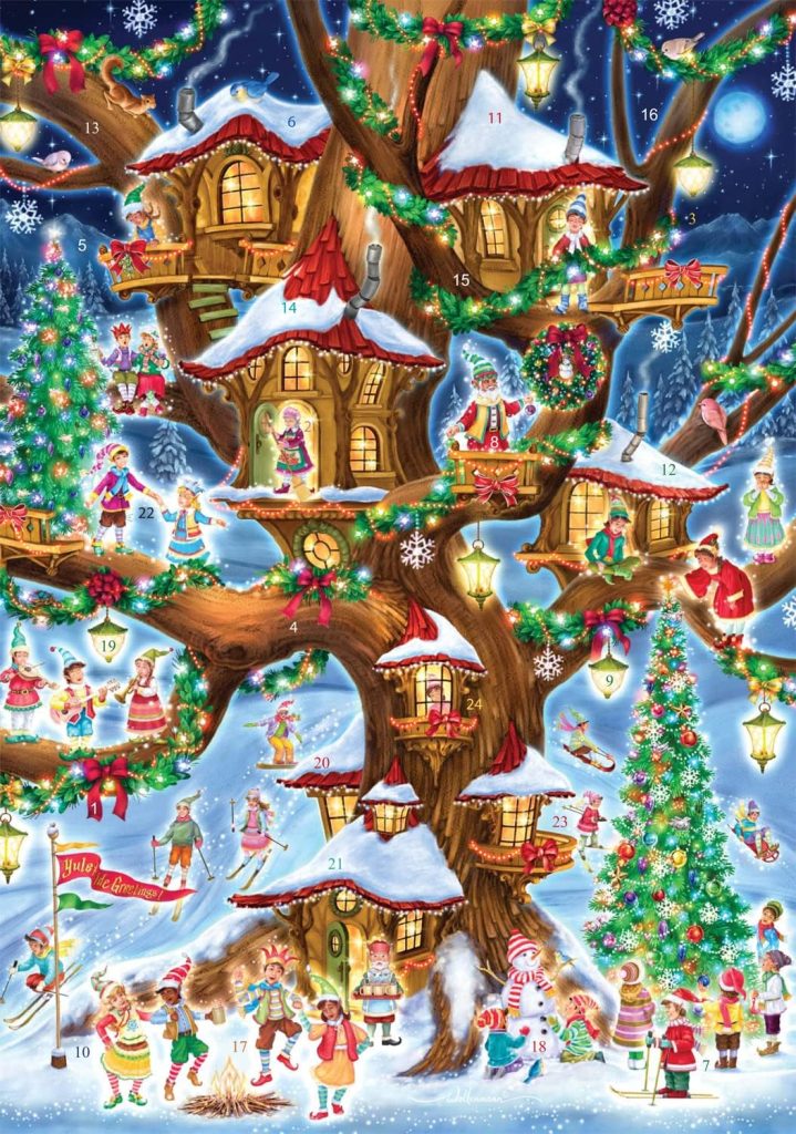 Elves’ Treehouse Advent Calendar (Countdown to Christmas) with Holiday Pictures by Vermont Christmas Company
