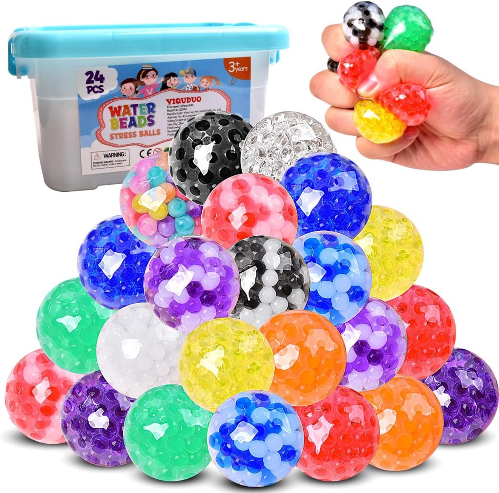 24 Pack Stress Balls,Squishy Balls for Adults Stress Relief Squeeze Fidget Balls Set for Party Favors Goodie Bag Stuffers Birthday Gifts Classroom Box Prize