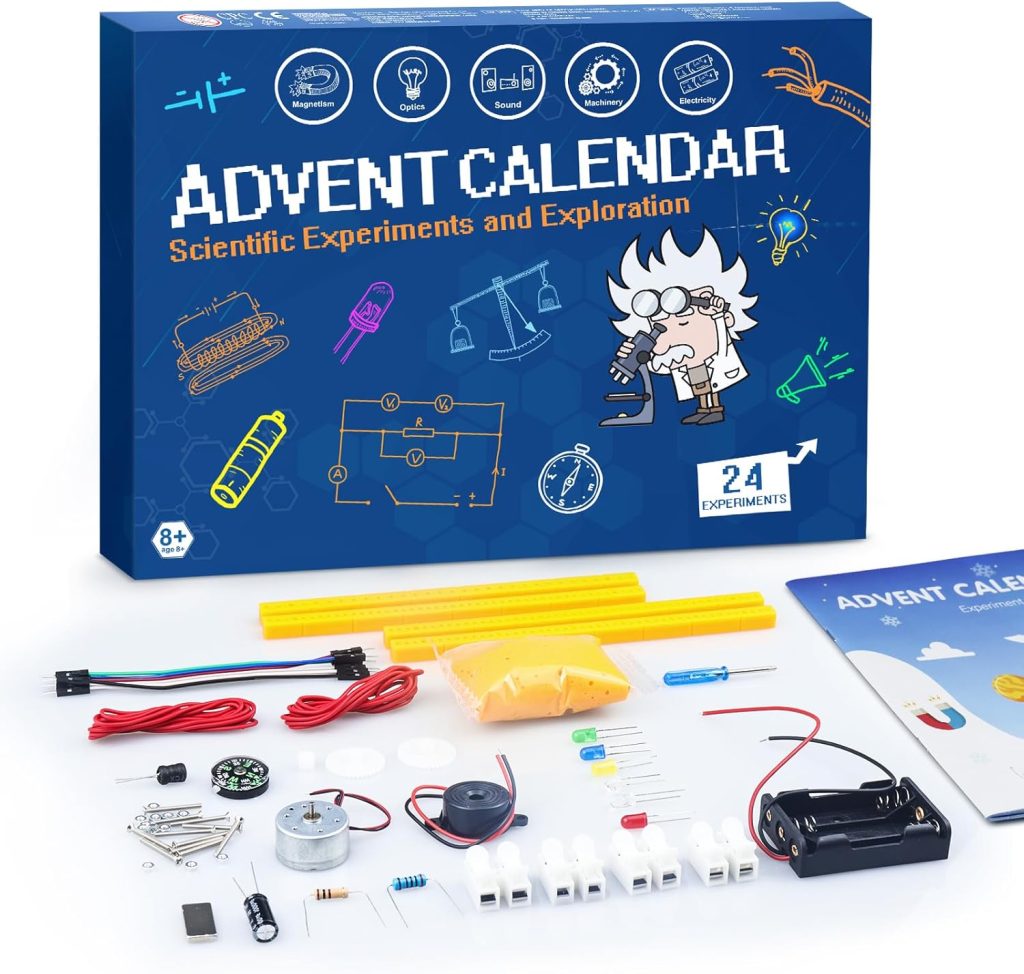 Scientist Advent Calendar 2025 24 Days Christmas Countdown Calendar Unique Physical Science Experiment Calnedar for Boys Girls Teen Adult Xmas S.T.E.M Gift